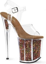 Pleaser Sandaal met enkelband, Paaldans schoenen -36 Shoes- FLAMINGO-808GF Paaldans schoenen Bruin/Transparant