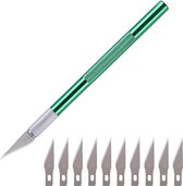 Scalpel - Hobbymes - Scalpel mesjes - Roestvrijstaal Hobbymes - Precisie Gereedschap - Met 10 gratis mesjes - Groen