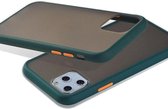 Apple iPhone 11 hoesje - Luxe mat contrast kleur anti-shock frosted backcover case - groen met oranje knoppen