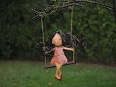 Tuinbeeld - Meisje op schommel - 44 cm hoog