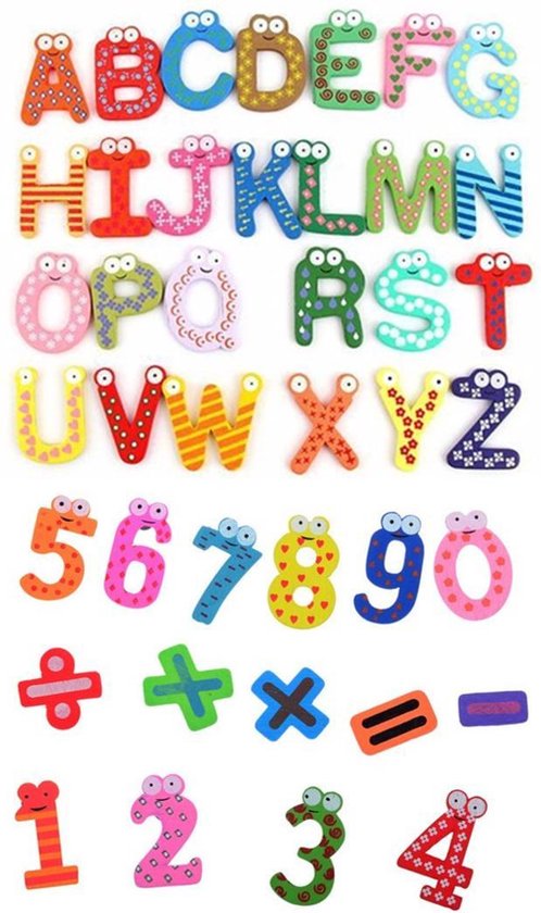 Magnetische houten letters en cijfers (31 delig) voor kinderen - Leren  lezen,... | bol.com