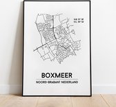 Boxmeer city poster, A3 (30x40 cm) met lijst, plattegrond poster, woonplaatsposter, woonposter