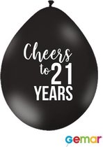 Ballonnen Cheers to 21 Years Zwart met opdruk Wit (lucht)