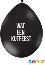Ballonnen “Wat een Kutfeest” Zwart met opdruk Wit (lucht)
