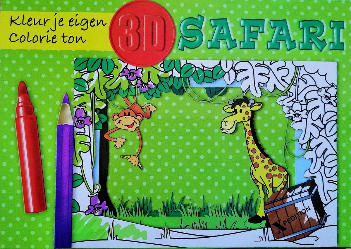 Evora - Kleur je eigen 3D Safari - Knutselpakket - Kinderen - Kleuren - Safari