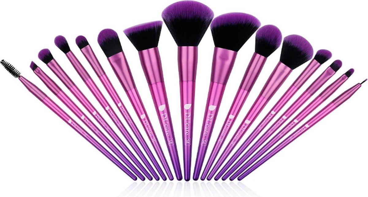 DUcare 15-delige make up kwasten set - Oogschaduw kwasten - Foundation - Eyeliner -Concealer - Brush - Hoogwaardige kwaliteit - Make up borstels set - Make up - Roze