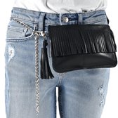 Beautiful On You - Heuptasje Dames - Clutch - Heuptas - Lynn - Nikkel /Zwart - Echt leer