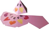Presentdoosje Pyramide doosje vijfhoek "Liefs" roze: 11,5 x 8cm (10 stuks)