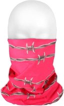 Multifunctionele morf sjaal roze/grijze prikkeldraad print voor volwassenen - Gezichts bedekkers - Maskers voor mond - Windvangers