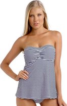 Seafolly Riviera Stripe Trapeze Singlet Indigo - Dames Tankinitopje Blauw Wit Getreept Maat 36