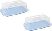 5x stuks vershouddozen/voedsel bewaardozen transparant/blauw 3,75 liter - Cakedozen/vershouddozen/voedsel bewaardozen