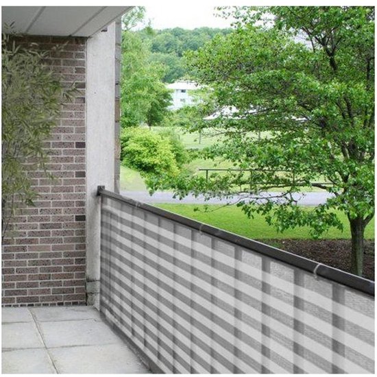 Balkondoek/balkonscherm zonnescherm grijs/wit 0,9 x 5 meter - Balkon of dakterras doek/scherm - Balkondoeken/balkonschermen - Privacy zonneschermen/windschermen - Schaduwdoeken - Privacy schermen voor op het balkon - Merkloos