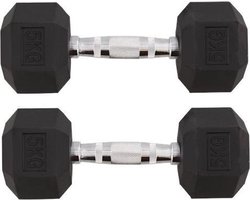 2 x Kaytan Dumbbell - 5 kg - hexagon hoeken - metalen greep - Sport Dumbbell - Buiten Sport - Binnen Sporten