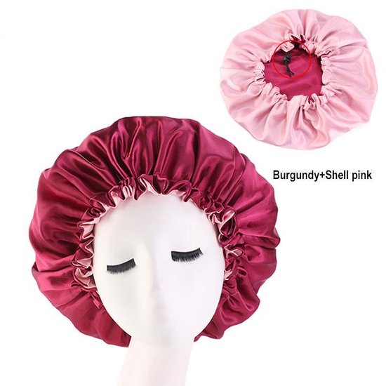 2 Stuks Zijden Haarmuts van Satijn voor Dames, Verstelbare Bonnet Met Riem, Tulband, Dubbellaagse Kap voor Slapen, Glad en Krullend Haar, Intrecc