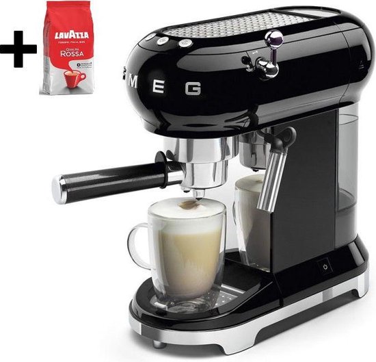 Machine à piston SMEG ECF01BLEU noir + café filtre Lavazza 500G gratuit |  bol.com