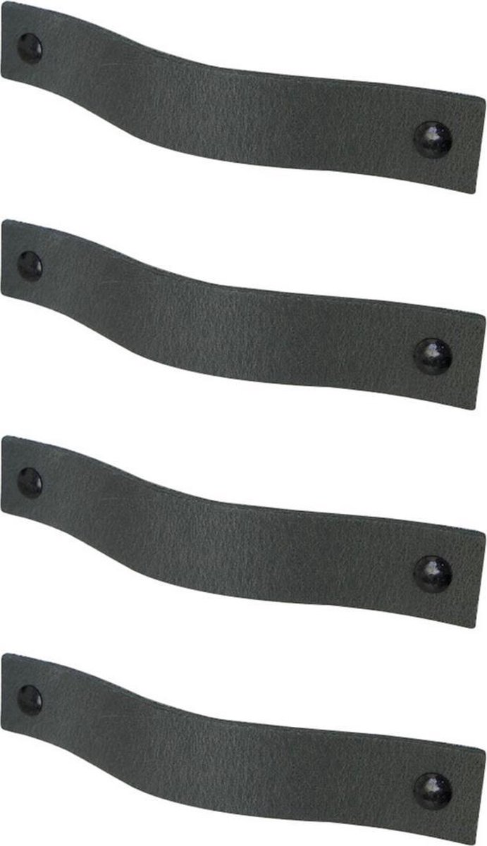4x leren handgrepen 'platte greep' - maat M (19 x 2,5 cm) - VINTAGE GREY - incl. 3 kleuren schroefjes (handgreepjes - leren grepen - greepjes - leren lusjes)
