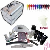 Guardian Beauty Manicure Set - Polygel Kit Glitter - 17- delige starterspakket incl. opbergkoffer - Kleur Oranje/Blauw/Zwart - Gratis nageldoekjes en nagellijm - Gel nagellak