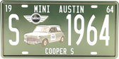 Wandbord – Mancave – Mini Austin – Vintage - Retro -  Wanddecoratie – Reclame bord – Restaurant – Kroeg - Bar – Cafe - Horeca – Metal Sign – Mannen Cadeau – Mini Cooper – Auto - 15x30cm