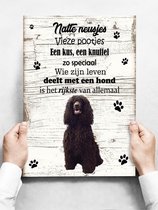 Wandbord hond: Ierse Water Spaniel - 30 x 42 cm