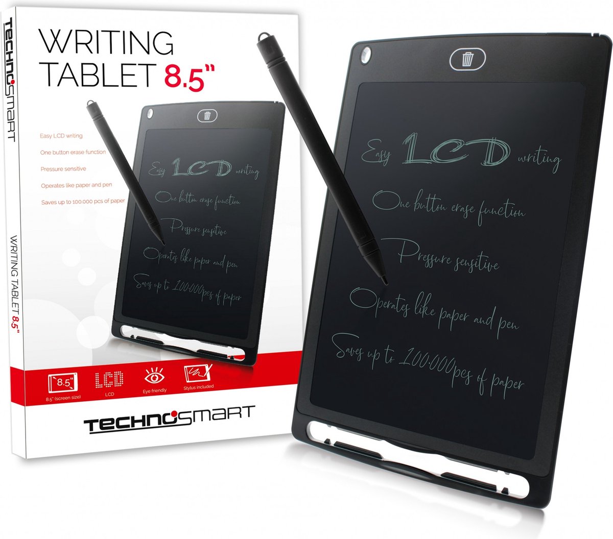 Technosmart Schrijftablet Kids / 10 inch Tekenbord / LCD Teken Tablet / LCD Schrijf Tablet - zwart