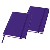 2x stuks paarse luxe schriften gelinieerd A5 formaat - School schriften - opschrijfboekjes - notitieboekjes - blocnotes.