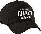 This is what crazy looks like pet / cap zwart voor dames en heren - baseball cap - grappige cadeau petten / caps