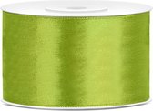 1x Hobby/decoratie groen satijnen sierlinten 3,8 cm/38 mm x 25 meter - Cadeaulint satijnlint/ribbon - Groene linten - Hobbymateriaal benodigdheden - Verpakkingsmaterialen