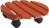 1x Plantenonderzetter/multiroller vurenhout 30 cm rond - 30 kg - Woonaccessoires/decoratie houten planken/trolley voor kamerplanten