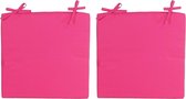 2x Stoelkussens voor binnen- en buitenstoelen in de kleur fuchsia roze 40 x 40 cm - Tuinstoelen kussens