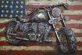 3D art Metaalschilderij motor - wanddecoratie - Motorfiets Amerika - 60x40 - woonkamer slaapkamer