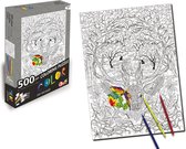 Doodle Legpuzzel ’Hert’  Puzzel 500 Stukjes Volwassenen en Kinderen - Zwart/Wit - Inkleuren - Schilder Op Nummer - Hobby Speelgoed - Dieren - Legpuzzels Volwassenen Kinderen - 50*7