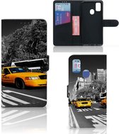 Beschermhoesje Geschikt voor Samsung Galaxy M21 Book Cover Geschikt voor Samsung M30s Telefoon Hoesje New York Taxi