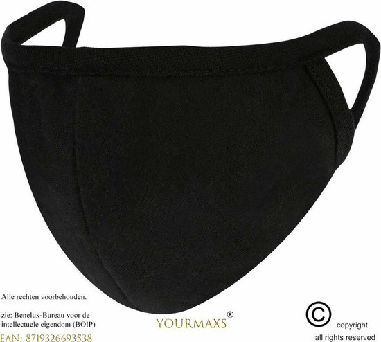 Wasbare mondkapje - Inclusief permanente filter - Mondmasker - Wasbare mondkapje - 3 laags en wasbaar - Hoogwaardig kwaliteit - Niet medische mondmasker - Zwart - Wasbaar - Mondkapje - Filter - Face mask - Facemask - Mondkapjes - YourMaxs