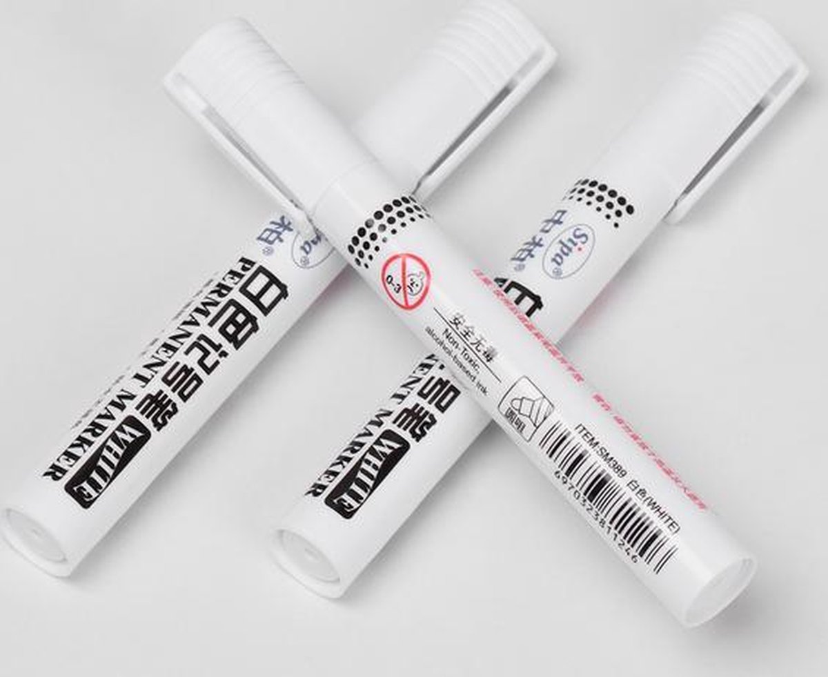 1 stuk | Waterdicht Wit Permanente Verf Marker | Vette pen