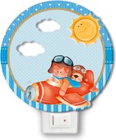 Dekori Nachtlamp Vliegtuig Op Avontuur Led Junior 12 X 4 Cm Hout