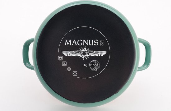 Lite-Body Magnus Soeppan/Stamppotpan met deksel - 24cm/8l - Emaille - Olijf groen