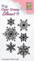 Sil039 Clearstamp Nellie Snellen - silhouet Snowflakes - Sneeuwvlokken en ijskristallen