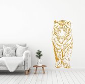 Muursticker Tijger Lopend -  Goud -  35 x 80 cm  -  slaapkamer  woonkamer  dieren - Muursticker4Sale