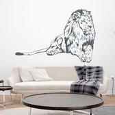 Muursticker Leeuw -  Donkergrijs -  80 x 54 cm  -  slaapkamer  woonkamer  dieren - Muursticker4Sale