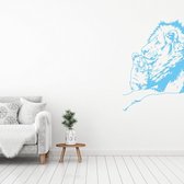 Muursticker Leeuw Met Welp -  Lichtblauw -  81 x 120 cm  -  slaapkamer  woonkamer  dieren - Muursticker4Sale