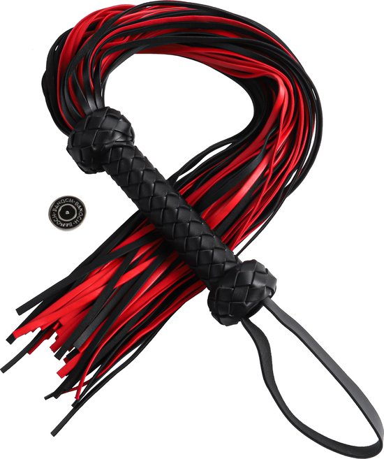 Foto: Banoch flogger red black korte zweep rood zwart 64 cm bdsm