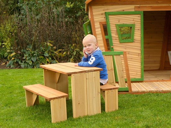 AXI ZidZed XL Picknickset in Bruin voor kinderen - Tafel met 2 bankjes - FSC hout - 10 jaar Garantie van Axi — afbeelding 5
