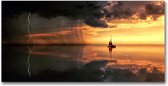 MN Collections - Schilderij - Seascape Photography. - Zwart, Geel, Grijs En Oranje - 100 X 50 Cm