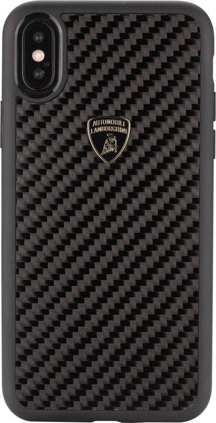 Zwart hoesje van Lamborghini - Backcover - S-Skin - iPhone XR - Carbon | bol.com