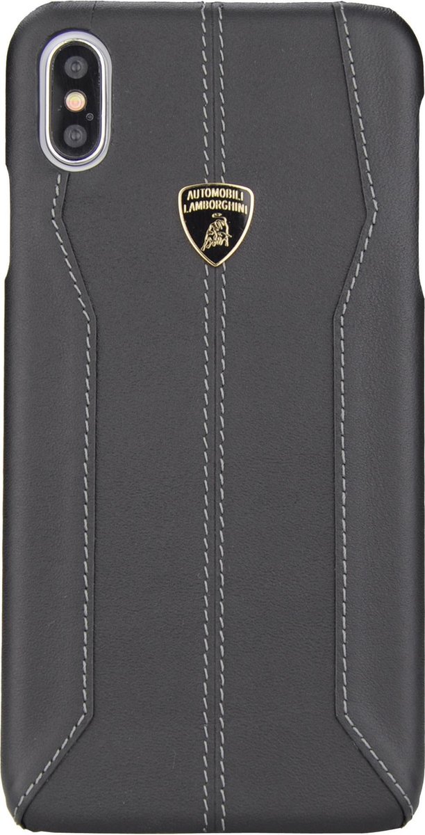 Zwart hoesje van Lamborghini - Backcover - D1 Serie - iPhone XR - Genuine Leather - Echt leer