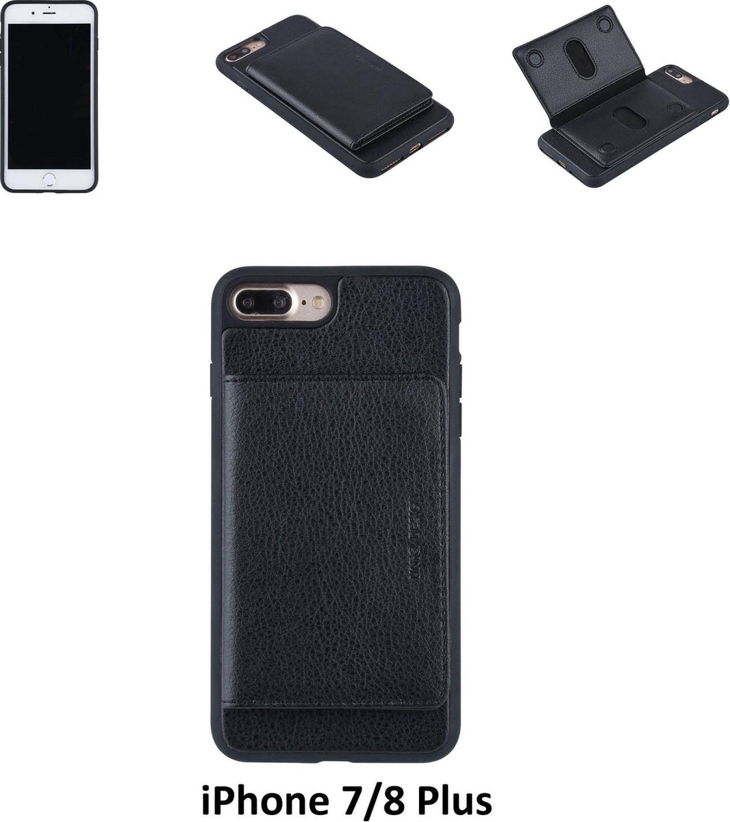 UNIQ Accessory iPhone 7-8 Plus Kunstleer Backcover hoesje - Zwart
