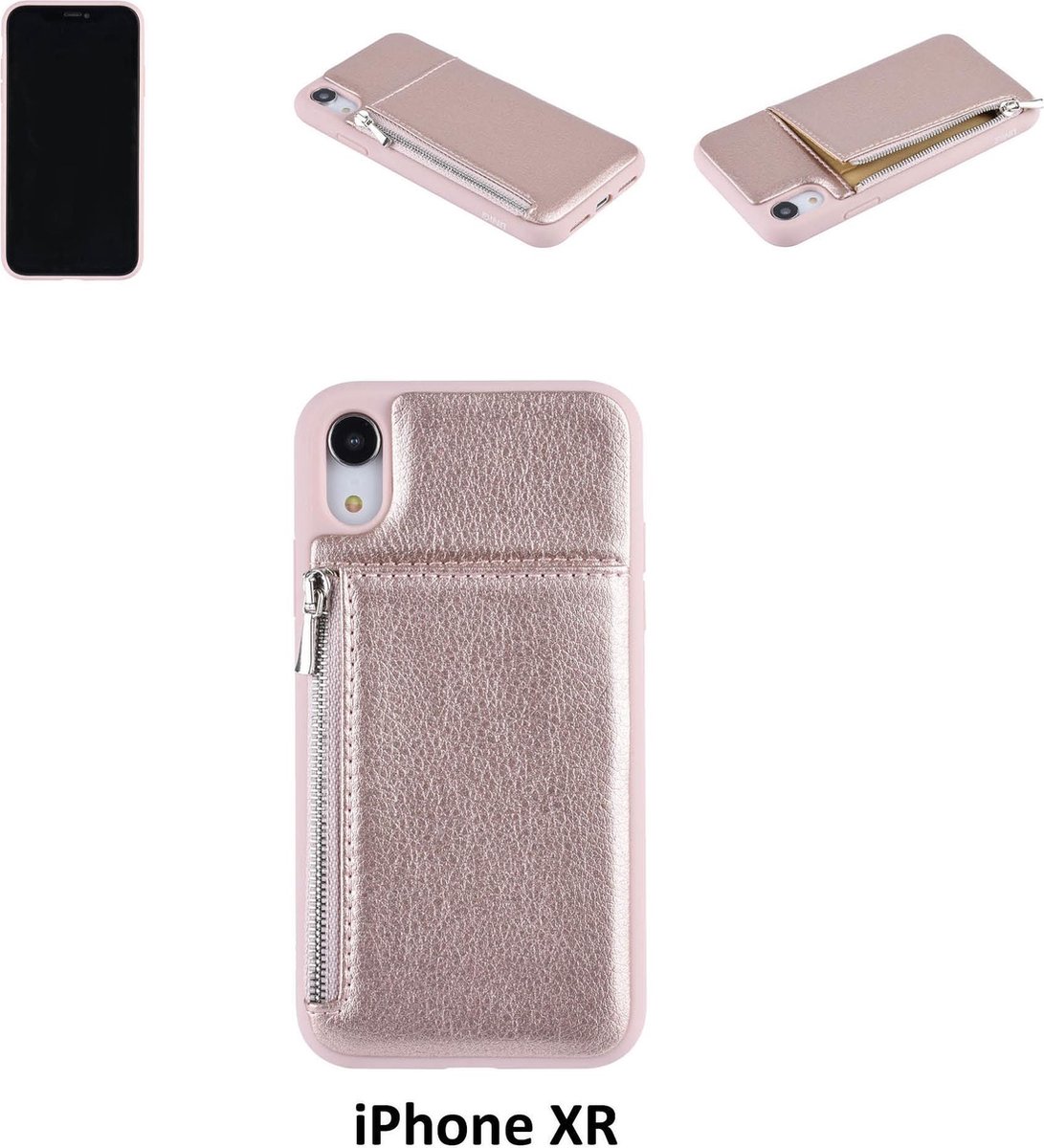 UNIQ Accessory iPhone XR Kunstleer Backcover hoesje met rits - Roze