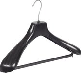 De Kledinghanger Gigant - 5 x Mantel / kostuumhanger kunststof zwart met schouderverbreding en broeklat, 42 cm