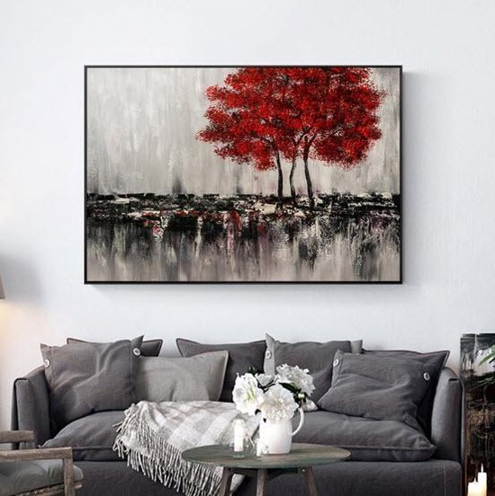 Allernieuwste Canvas Schilderij Bomen Rood - Abstract Zwart - Natuur -  Poster - 40 x... | bol.com