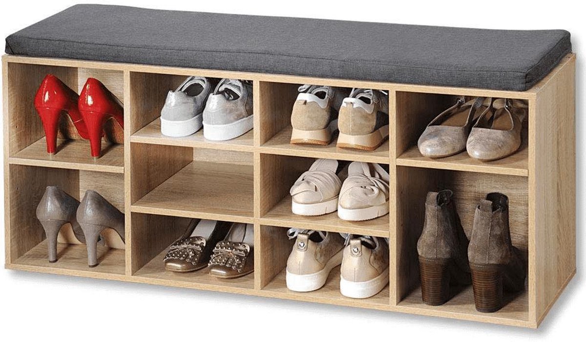 Schoenenkast met Zitkussen Eikenlook